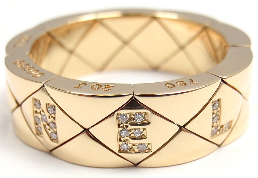 Chanel Matelasse Diamond Yellow Gold Ring 1
