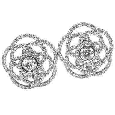 Chanel Diamond White Gold Camellia Flower Earrings at 1stDibs | chanel  camellia earrings price, chanel camellia earrings, chanel flower earrings