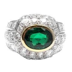 Vintage Patek Philippe Emerald Diamond Platinum Ring