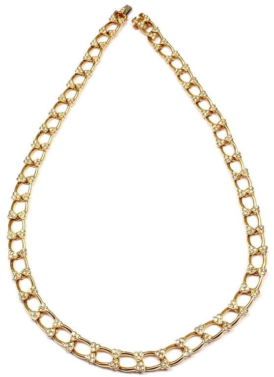 18k Yellow Gold Diamond Link Necklace by Van Cleef & Arpels. With 282 round brilliant cut diamonds, VVS1 clarity, F color. Total Diamond Weight: 2.41CT. 

Details: 
Necklace Length: 15.5