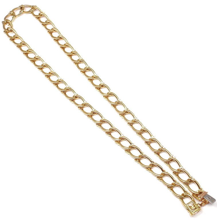 Women's Van Cleef & Arpels Diamond Heart Link Yellow Gold Necklace