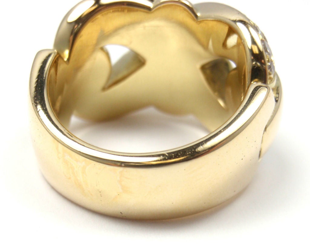 DE VROOMEN Diamond Enamel X Yellow Gold Ring In New Condition In Holland, PA