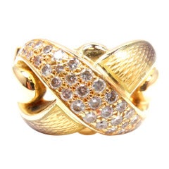 DE VROOMEN Diamond Enamel X Yellow Gold Ring 1