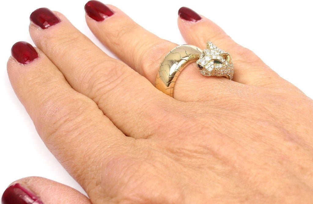 Cartier Onyx Smaragd Diamant Gold Panther Ring 6