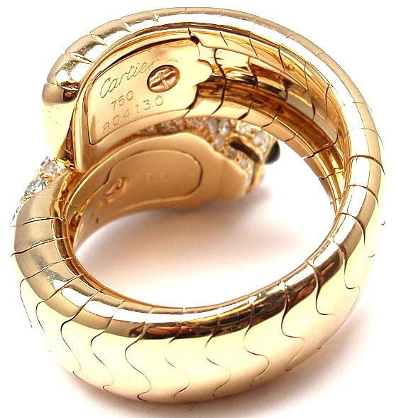 Cartier Onyx Smaragd Diamant Gold Panther Ring 2