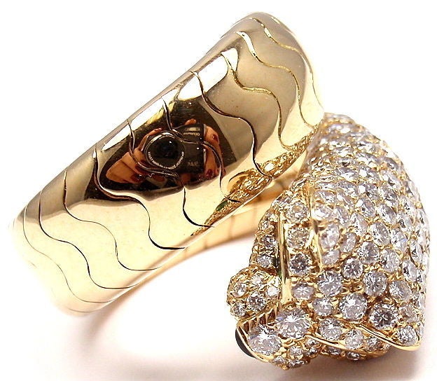 Cartier Onyx Smaragd Diamant Gold Panther Ring 4
