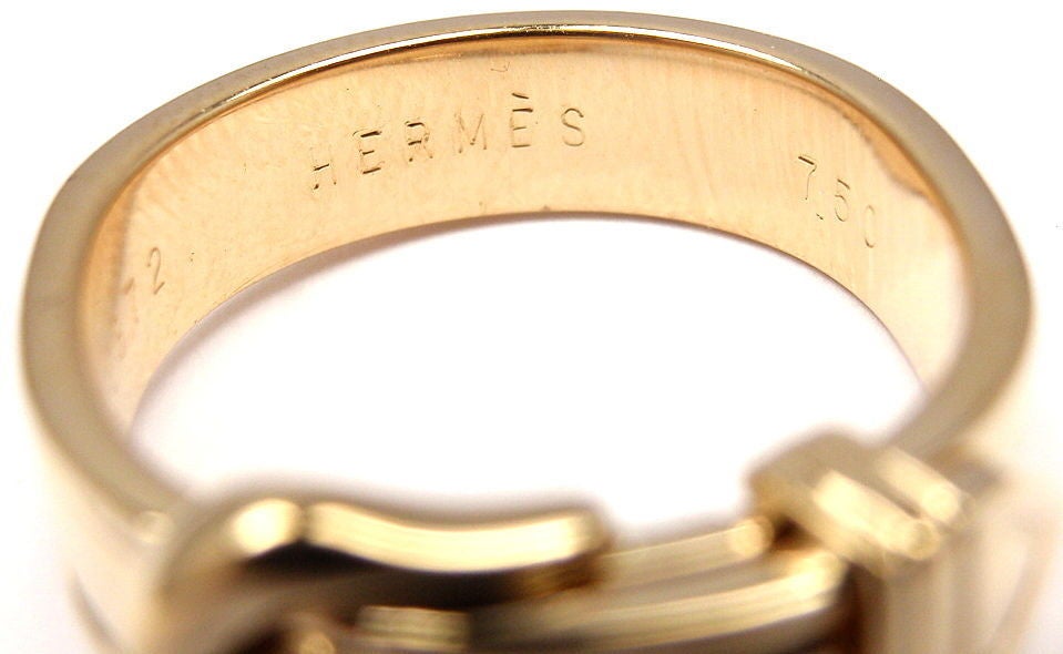 Women's Hermes Diamond Yellow Gold Buckle Band Ring
