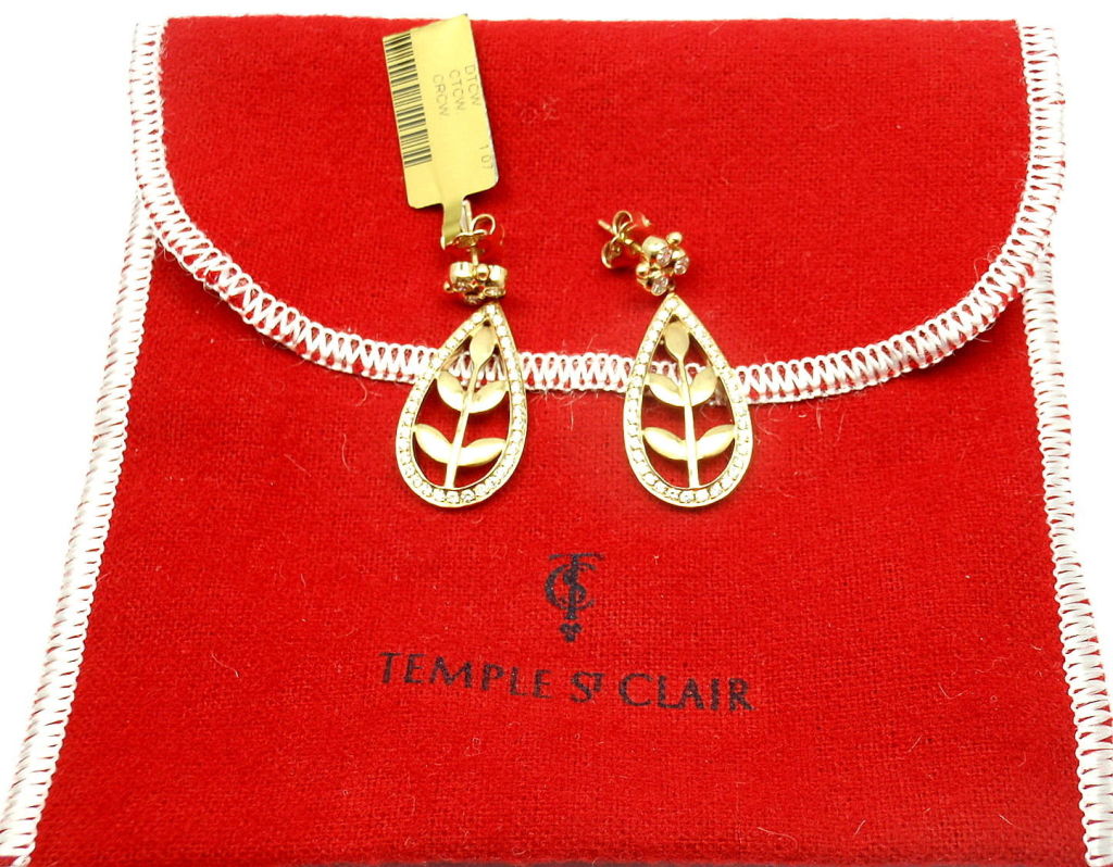 Women's Temple St. Clair Vine Drop Diamond Yellow Gold Earrings