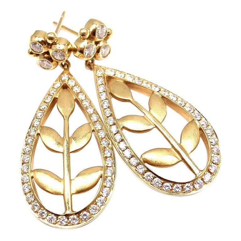 Temple St. Clair Vine Drop Diamond Yellow Gold Earrings