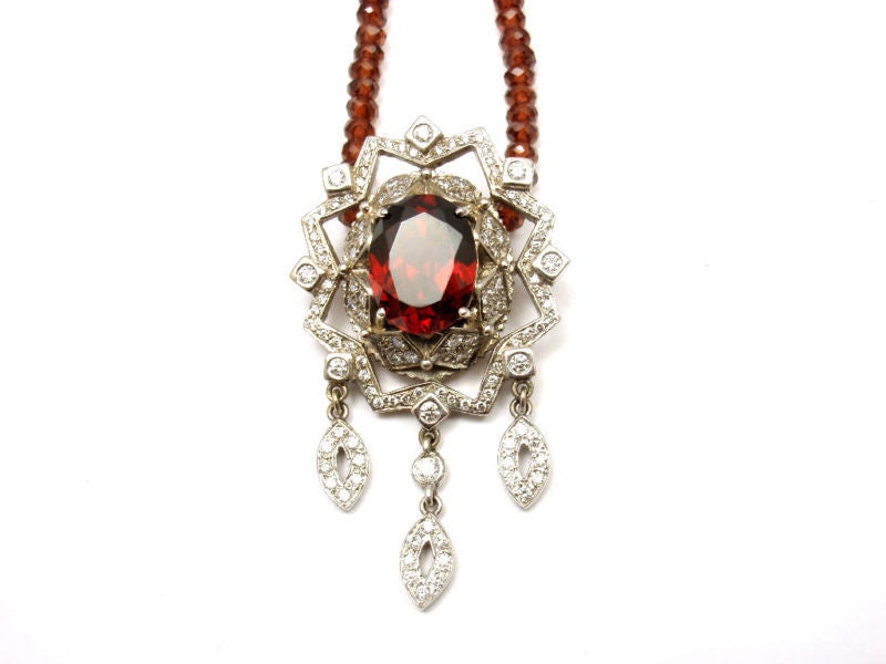 Women's DORIS PANOS Diamond & Garent White Gold Necklace