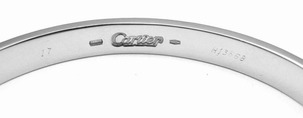 CARTIER Love Size 17 White Gold Bangle In New Condition In Holland, PA