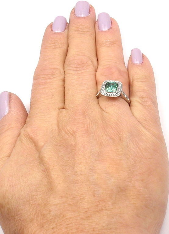 Women's TIFFANY & CO Legacy Diamond & Green Tourmaline Platinum Ring