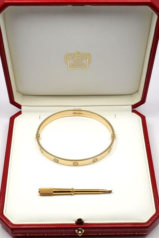 CARTIER Love Size 19 Yellow Gold Bangle In New Condition In Southampton, PA