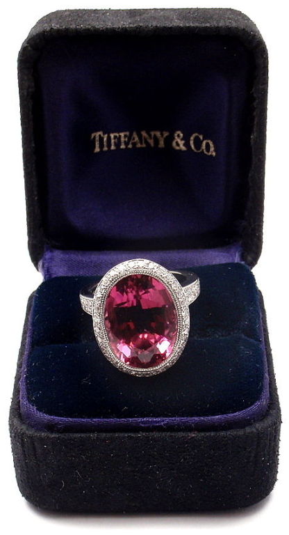 Women's TIFFANY & CO France Pink Tourmaline & Diamond Platinum Ring