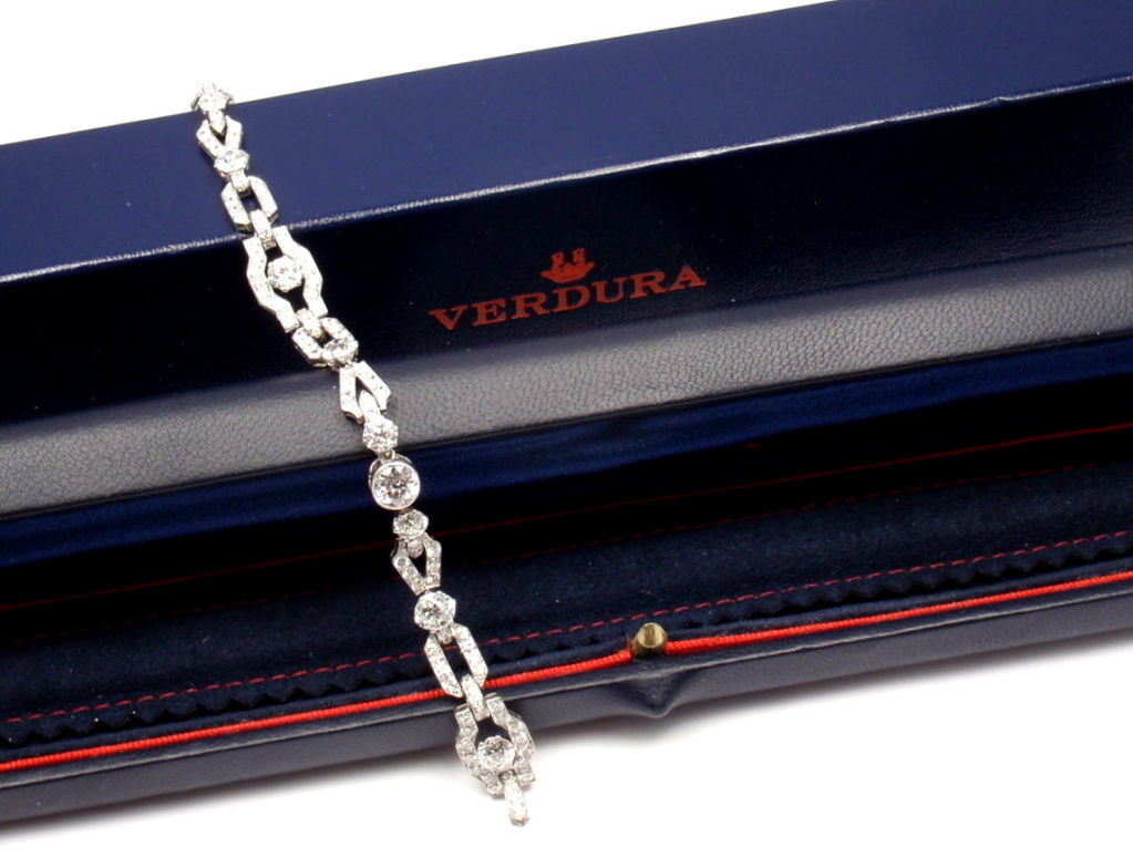 Mounted by Verdura Vintage Art Deco Diamond Platinum Bracelet 2