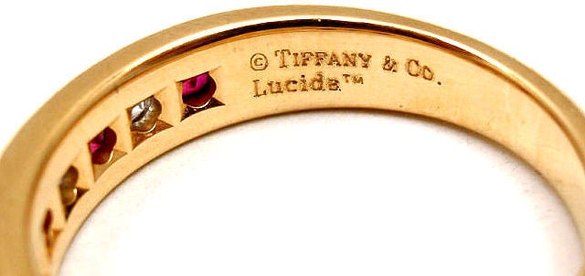 Tiffany & Co. Ruby Diamond Yellow Gold Platinum Lucida Band Ring 1