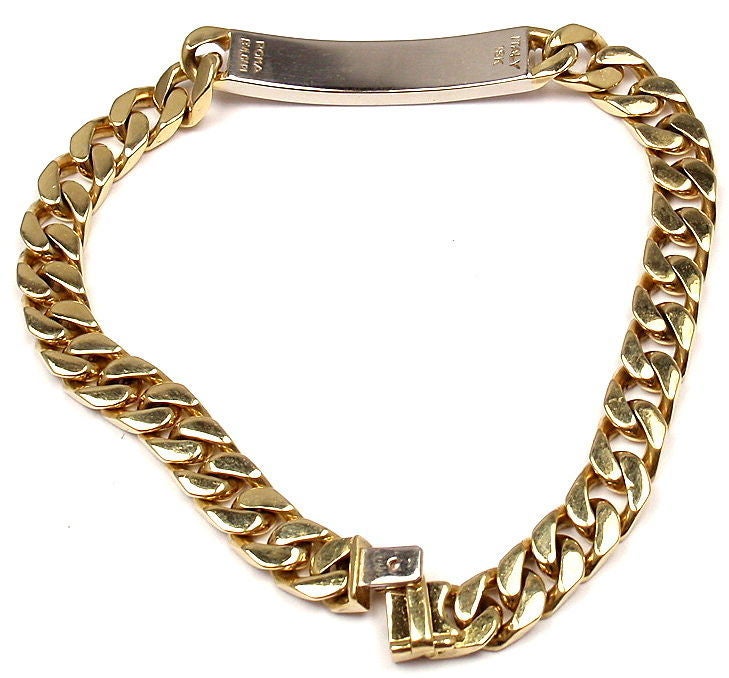Bulgari Yellow Gold Curb Chain ID Link Bracelet In New Condition In Holland, PA