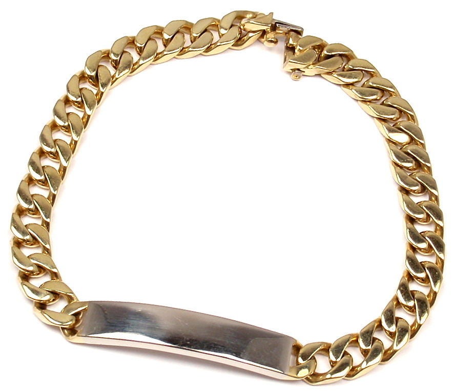 Women's or Men's Bulgari Yellow Gold Curb Chain ID Link Bracelet