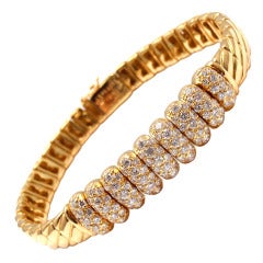 Van Cleef & Arpels Diamond Gold Bangle Bracelet