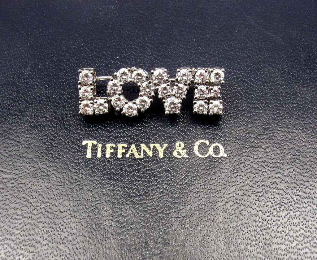 Tiffany & Co. Diamond Platinum Love Brooch 3