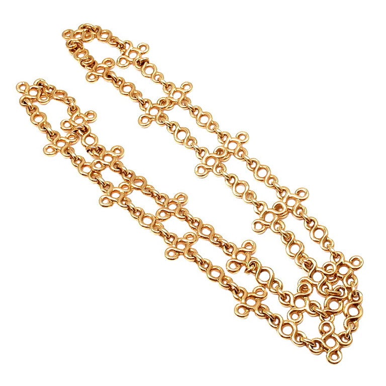 Chanel Heavy Long Link Yellow Gold Necklace