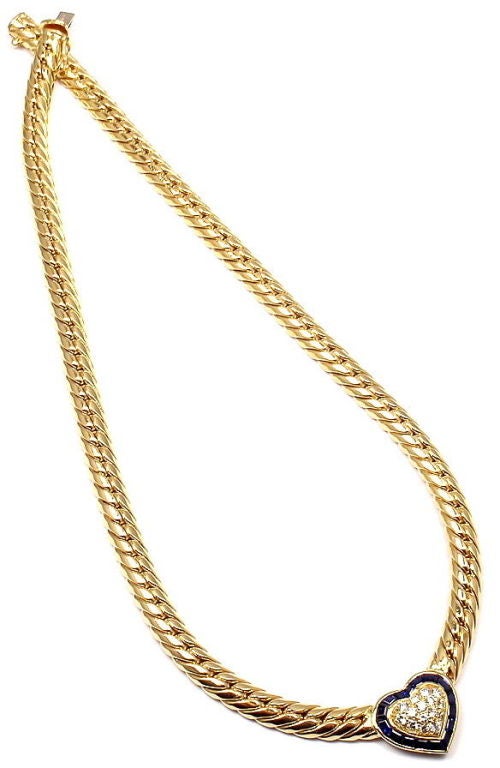 Women's Van Cleef & Arpels Sapphire Diamond Yellow Gold Necklace