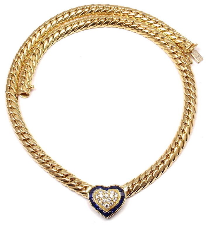 Van Cleef & Arpels Sapphire Diamond Yellow Gold Necklace 2