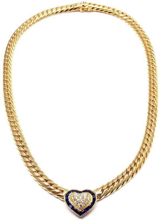 Van Cleef & Arpels Sapphire Diamond Yellow Gold Necklace 4