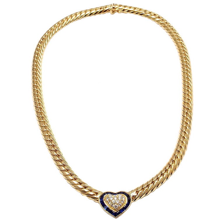 Van Cleef & Arpels Sapphire Diamond Yellow Gold Necklace
