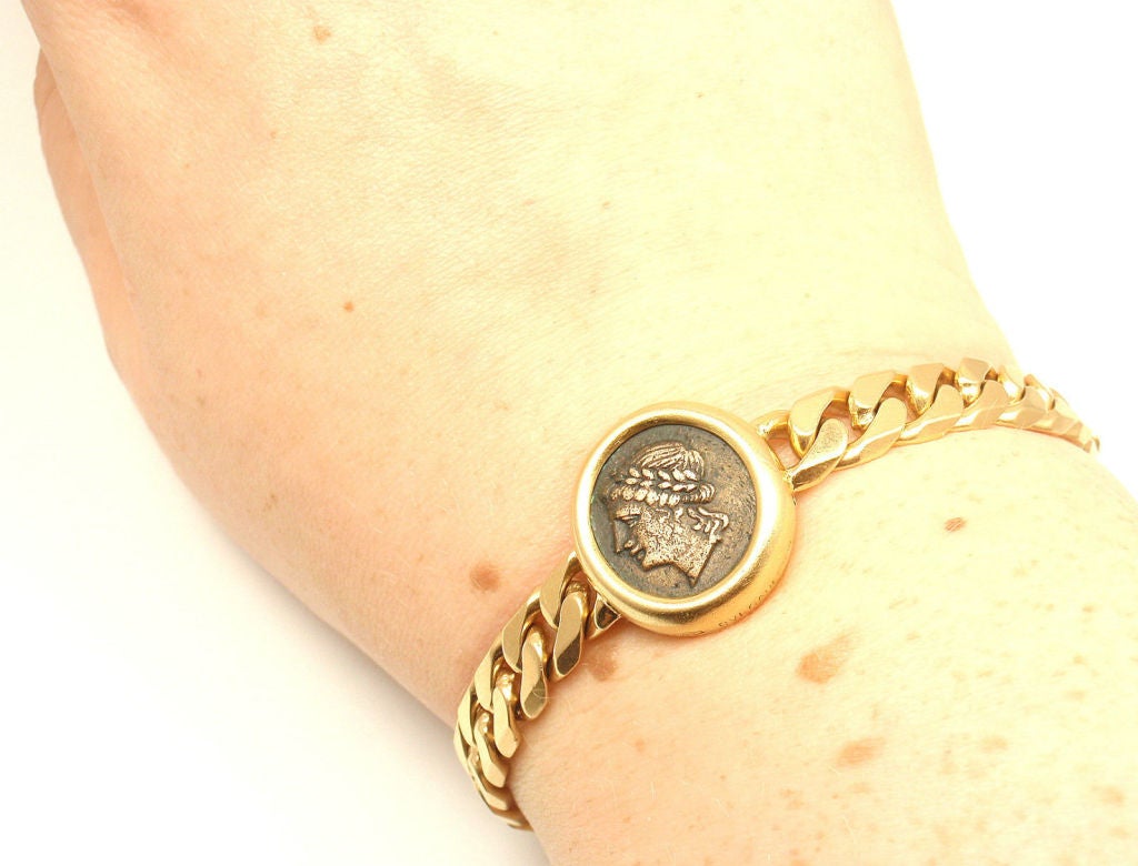 Bulgari Two Coin Chain Yellow Gold Bracelet 2