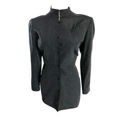 Vintage THEIRRY MUGLER 1980's Black moiré weave jacket