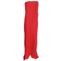 VALENTINO Iconic red silk jersey draped column dress