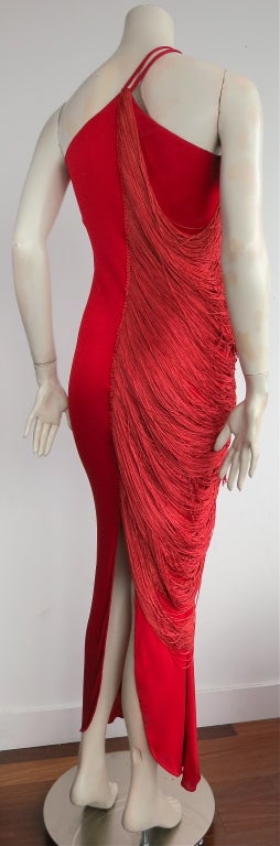 Red Vintage BILL BLASS early 1970's era scarlet draped fringe dress