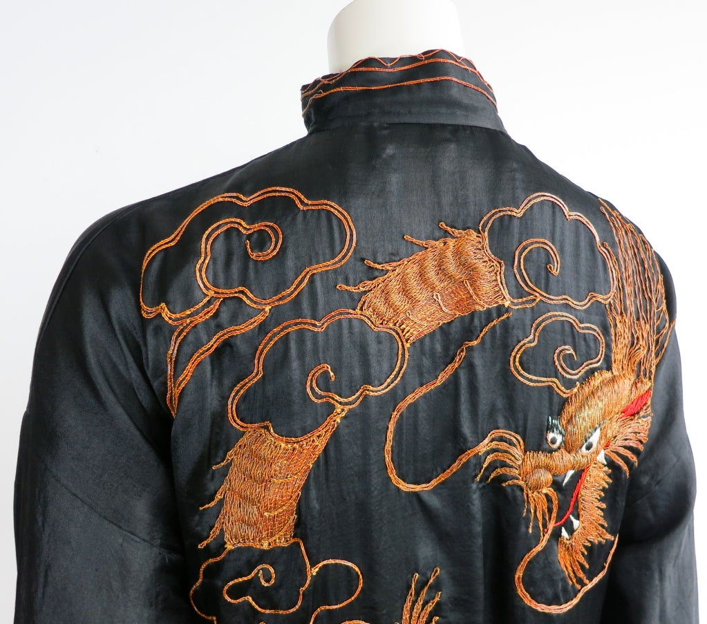 Women's 1930's era gold bullion embroidered silk chinese robe/jacket