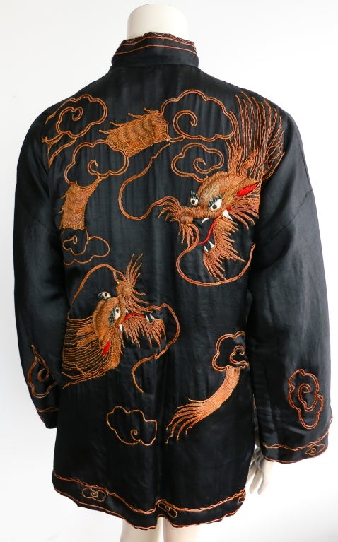 1930's era gold bullion embroidered silk chinese robe/jacket 1