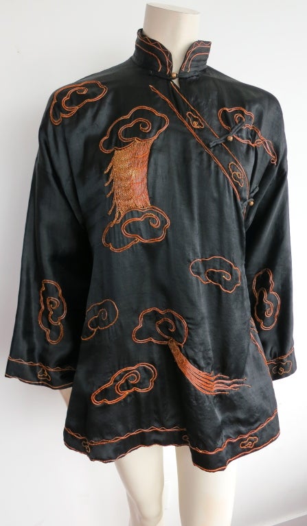 1930's era gold bullion embroidered silk chinese robe/jacket 3