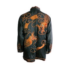 Vintage 1930's era gold bullion embroidered silk chinese robe/jacket