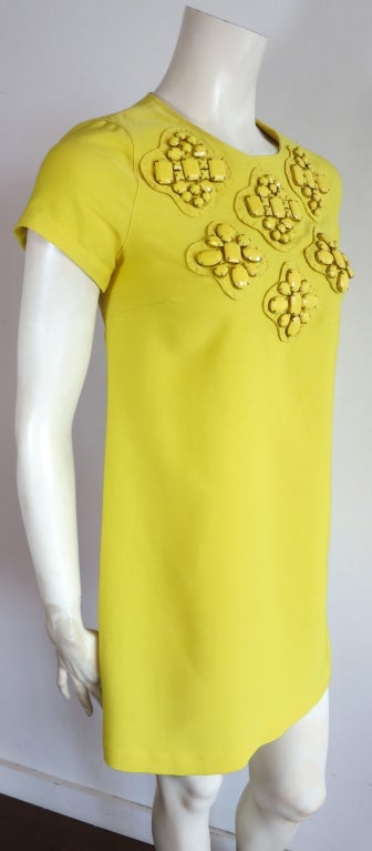 Women's OSCAR DE LA RENTA Lemon enamel embellished shift dress