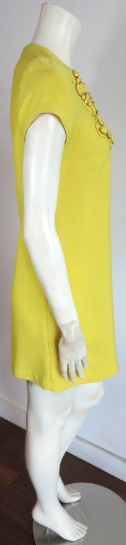 OSCAR DE LA RENTA Lemon enamel embellished shift dress 1