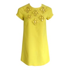 OSCAR DE LA RENTA Lemon enamel embellished shift dress