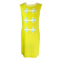 Vintage OSCAR DE LA RENTA 1960's era Trefoil lemon shift dress