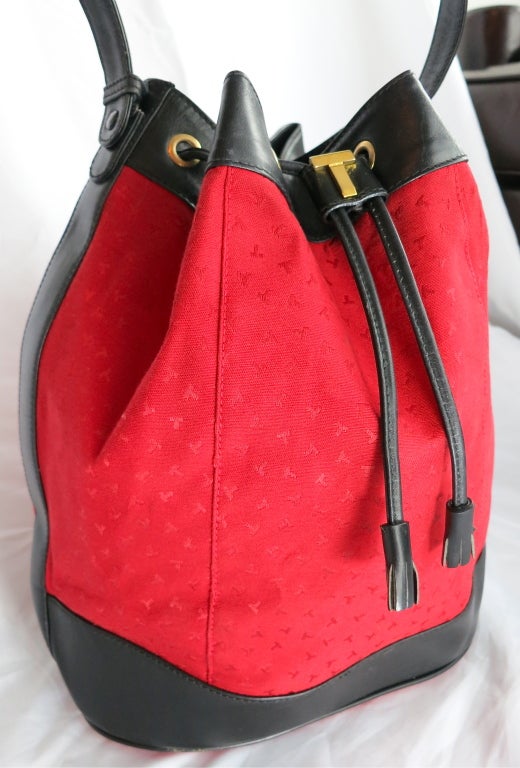 Women's TIFFANY & CO. Leather trim drawstring monogram tote bag purse