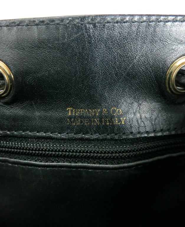 TIFFANY & CO. Leather trim drawstring monogram tote bag purse 4