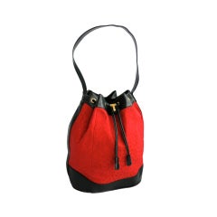 TIFFANY & CO. Leather trim drawstring monogram tote bag purse