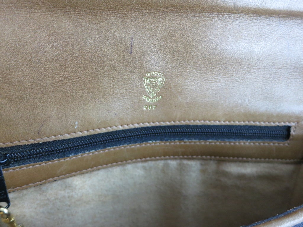 Vintage GUCCI 1980's era monogram leather trim purse bag at 1stdibs