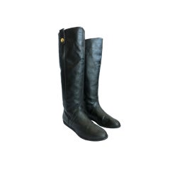 Retro GUCCI 1980's era coated canvas tall women's riding boots