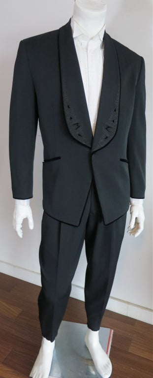 Vintage MATSUDA JAPAN 1980 Men's velvet applique tuxedo suit