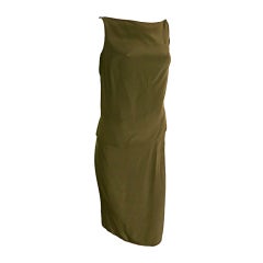 Vintage RUDI GERNREICH 1960's era 2pc.olive silk boat neck top and skirt