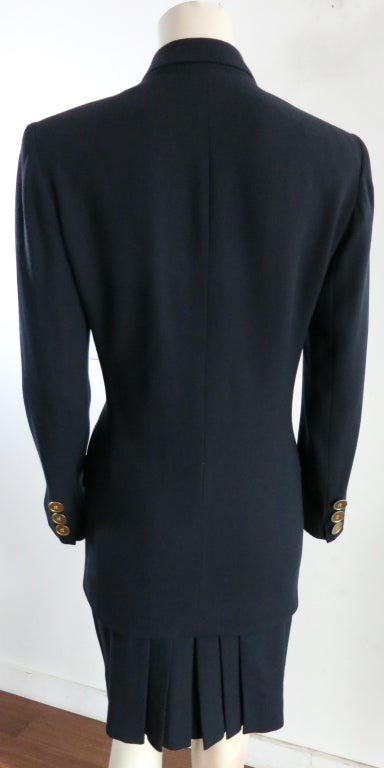 CHRISTIAN DIOR 1980's era Navy wool suit with gold embroidery 3