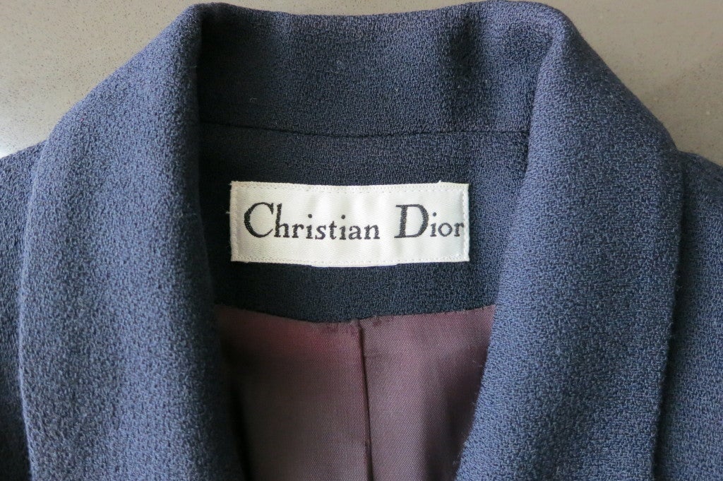 CHRISTIAN DIOR 1980's era Navy wool suit with gold embroidery 5